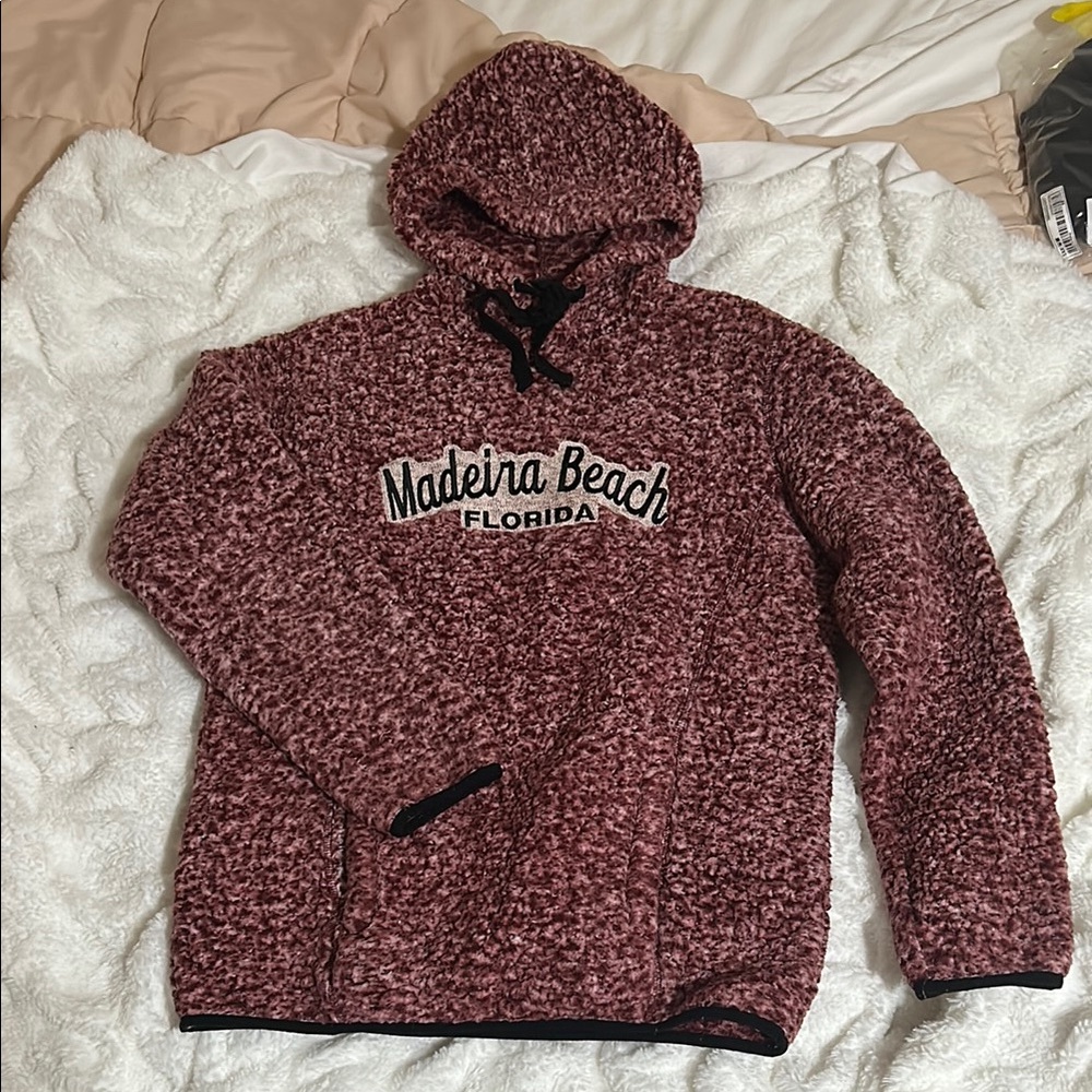 Madeira Beach Maroon Sherpa Hoodie